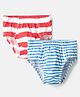 Kookie Kids Cotton Spandex Knit Briefs with Stripe Print Pack of 2 - Red White & White Blue