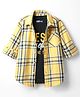 Pine Kids Cotton Woven Full Sleeves Checkered Shirt With T-Shirt - Yellow