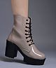 Shoetopia Solid Lace Ups Boots - Grey