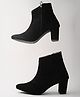 Shoetopia Solid Heeled Boots - Black