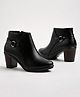 Shoetopia Textured  Zipper Closure Boots - Black