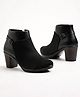 Shoetopia Embroidered Zipper Closure Boots - Black