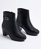 Shoetopia Embroidered Zipper Closure Boots - Black