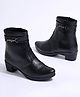 Shoetopia Metal Applique Detailed Zipper Closure Boots - Black