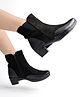 Shoetopia Solid Zipper Closure Boots - Black