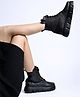 Shoetopia Solid Lace Up Boots - Black