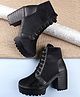 Shoetopia Solid Lace Up Boots - Black