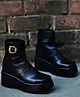 Shoetopia Solid Boots - Black
