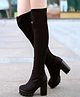 Shoetopia Solid Zipper Closure Long Boots - Black