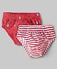 Kookie Kids Cotton Spandex Knit Briefs with Stripe & Sports Print Pack of 2 - Red & White