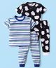 Kidi Wav Pack Of 2 Half Sleeves Striped & Ghost Printed Tees & Coordinating Joggers Set - Multi Colour