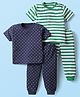 Kidi Wav Pack Of 2 Half Sleeves Striped & Polka Dots Printed Tees & Coordinating Joggers Set - Multi Colour