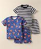 Kidi Wav Pack Of 2 Half Sleeves Striped & Baby Fox Printed Tees & Coordinating Shorts Set - Multi Colour