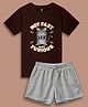 NUSYL Cotton Blend Knit Half Sleeves Not Fast Just Furious Text Printed Tee & Shorts Set - Brown & Grey