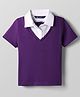 Pine Kids Cotton Knit Half Sleeves Solid Color Collar Top - Purple