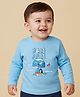 Babyoye 100% Cotton Knit Full Sleeves T-Shirt with Fam Jam Text Print - Light Blue