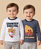 Babyoye 100% Cotton Knit Full Sleeves T-Shirts with Beach Theme Print Pack of 2 - Black & White