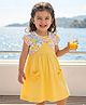 Babyhug Single Jersey Knit Half Sleeves Frock With Floral Printed Shrug - Yellow