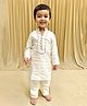 BYB Premium Chanderi Woven Full Sleeves Sequins Embellished & Foil Striped Kurta Pyjama Set - Off White