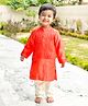 BYB Premium Tussor Woven Full Sleeves Pleated Kurta Pyjama Set - Peach