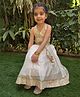 BYB Premium Chanderi Woven Sleeveless Floral Foil Printed Gota Lace Embellished Coordinating Lehenga Choli Set - Off White