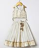 BYB Premium Chanderi Woven Sleeveless Floral Embroidered Gota Lace Embellished Coordinating Lehenga Choli Set - Off White