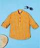 Rikidoos Cotton Woven Full Sleeves Striped Kurta Style Shirt - Mustard