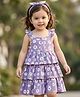 Babyhug Single Jersey Knit Sleeveless Frock With Floral Print & Headband - Lilac
