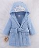 Babyhug Woven Terry Full Sleeves Hooded Bath Robe Princess Patch - Blue