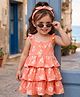 Babyhug Single Jersey Knit Sleeveless Frock With Butterfly Print & Headband - Pink & White