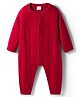 Babyhug Sweater Knit Full Raglan Sleeves Front Open Winter Wear Romper with Cable Knit Design - Red