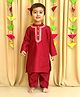 BYB Premium Silk Woven Full Sleeves Mirror Work Embellished Kurta Pyjama Set - Maroon