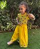 BYB Premium Silk Woven Sleeveless Floral Embroidered Top Palazzo Set - Yellow