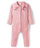 Babyhug Sweater Knit Full Length Winter Wear Romper With Floral Print - Pink