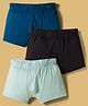 Kookie Kids Cotton Spandex Knit Solid Trunks Pack of 3 - Sea Green Black & Blue