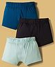 Kookie Kids Cotton Spandex Knit Solid Trunks Pack of 3 - Sea Green Black & Blue