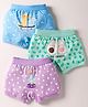 Revvo Junior Cotton Knit Bloomers With Fruits Polka Dots & Animal Theme Print Pack Of 3 - Multi Colour