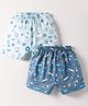 Revvo Junior Cotton Knit Boxers With Nautical & Games Theme Print Pack Of 2 - Blue & Light Blue