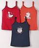 Revvo Junior Cotton Knit Sleeveless Slips with Unicorn & Floral Print Pack of 3 - Red & Navy Blue