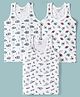 Revvo Junior Cotton Knit Sleeveless Vest with Vehicle & Baseball Print Pack of 3 - White