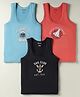 Revvo Junior Cotton Knit Sleeveless Sando Vest with Nautical Vehicle & Beach Theme Print - Rust Orange Black & Aqua Blue