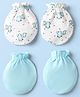 Doodle Poodle Interlock Cotton Knit Bear Printed Mittens Pack Of 2 - Light Blue & White