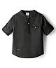 Simply Premium Cotton Woven Full Sleeves Solid Coloured Shirt With Mandarin Collar - Black