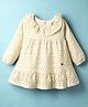 Simply Premium Schifili Woven Full Sleeves Frock with Frill Detailing - Cream