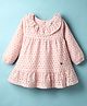 Simply Premium Schifili Woven Full Sleeves Frock with Frill Detailing - Light Pink