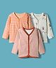 Kookie Kids Interlock Knit Full Sleeves Jhablas with Stripes & Farm Print Pack of 3 - Orange Red & White