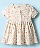 CUCUMBER Interlock Knit Half Sleeves Frock With Floral Print - Cream