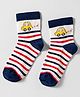 Mustang Cotton Knit Ankle Length Socks with Puppy Design - Navy Blue