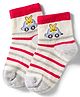 Mustang Cotton Knit Ankle Length Socks With Animal & Stripes Design - Grey