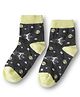 Mustang Cotton Knit Ankle Length Sock with Space Theme Design - Charcoal Grey
